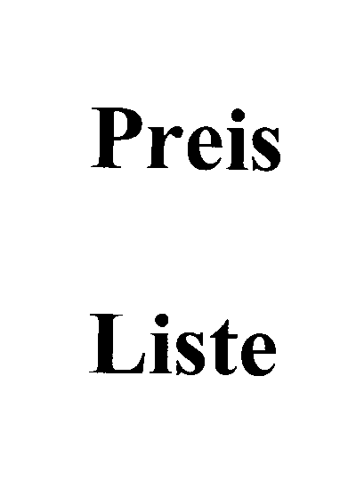 Preisliste der
                  Fubodenheizung